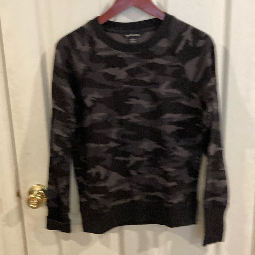 Athleta Camo Sweatshirt with Black Cuffs